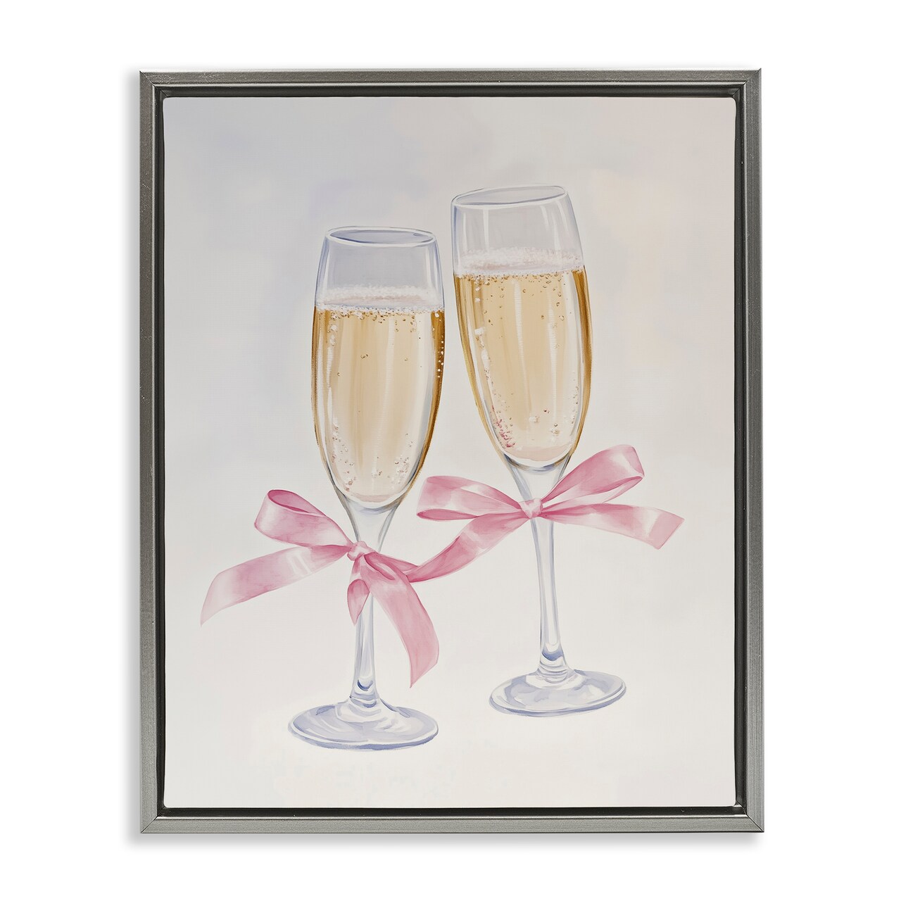 Stupell Industries Chic Bow Champagne Glasses Floating Frame Design by Arlington Prints